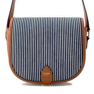 Celine Shoulder Bag Folco Triomphe Stripe
